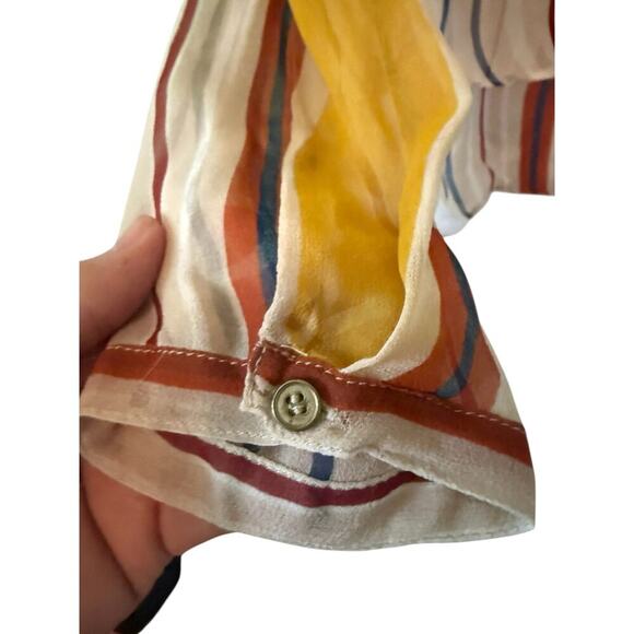 Anthropologie Maeve Sheer Silk Mullticolor Striped Blouse   S - Picture 7 of 10